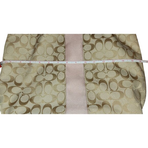 Coach Signature Beige & Pink Canvas & Leather Drawstring Bucket Bag Adjust Strap - Picture 7 of 8